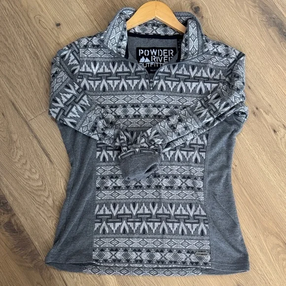 Gray Patterned Zip-Up Sweater - Picture 5 of 6